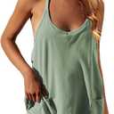 Women Sleeveless Athletic Dress Mini Dress Spaghetti Strap Sundress with Shorts (Large, Concretegrey)