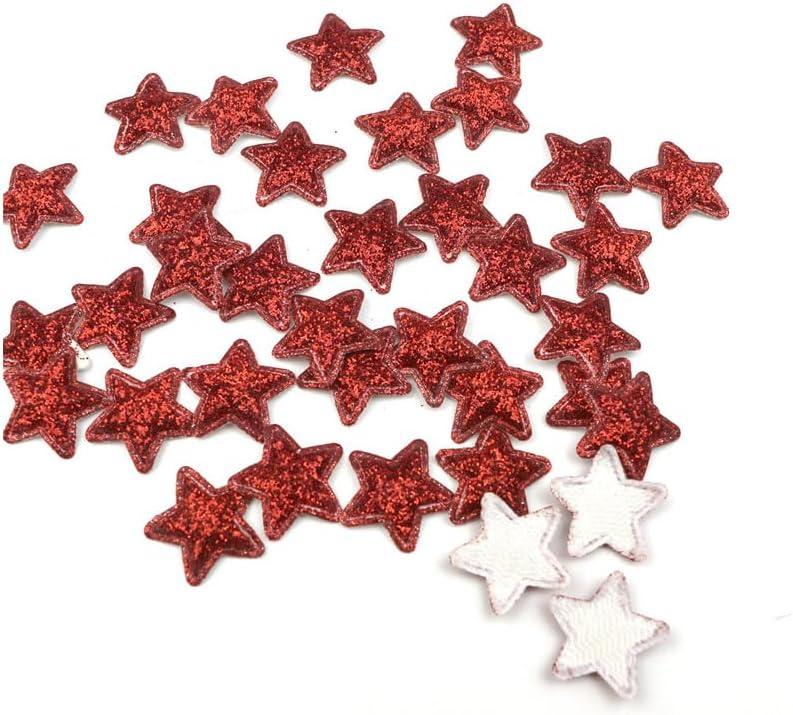 1000Pcs Gold Powder Cloth Embossed Stars - Elegant Decorative Accessories for DIY Crafts, Cards, Gift Wrapping, Fashion (Red)