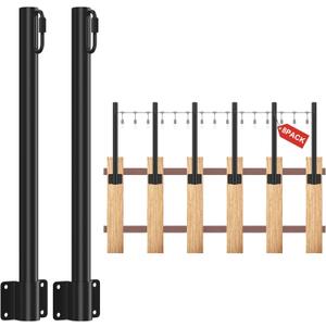 Suchtale 8 Pack 1.3 FT String Light Poles, Suspension Outdoor Fence Post Lights with Clip and Bracket, Outside String Lights Hanging, Wall Mounting Stand for Patio Garden Backyard Wedding Party, Black