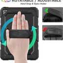 SEYMAC stock Case for iPad 9th/ 8th/ 7th Generation 10.2'', Shockproof with Screen Protector, Pencil Holder [360 Rotating Hand Strap] & Stand, for iPad 10.2 inch 2021-2019 (Black)