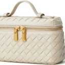 DAILANDO Small Woven Crossbody Purse for Women Designer Mini Top Handle Tote Box Bag With Long Detachable Shoulder Strap (Beige)