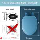 Angol Shiold Slow Close Wood Toilet Seat（Blue, Elongated 18.5''）
