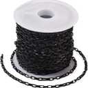 Pandahall 16.4 Feet Stainless Steel Rectangle Jewelry Cable Chains 4x2x1mm Unwelded Venetain Chains Box Chains with Spool for DIY Jewelry Making(Black)
