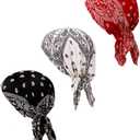 Pre Tied Chemo Head Scarf 3 Packed Beanie Skull Cover Cap for Women (Set6-Long Style)