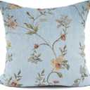 YOUR SMILE Embroidery Jacquard Teal Floral Leaf Pattern Square Decorative Throw Pillow Case Cushion Cover,18x18 inch (18" x 18" (Pack of 1), Blue)