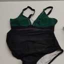 SUUKSESS Women Sexy Mesh Tummy Control Swimsuit Push Up High Waisted Bathing Suit (10 Green Black, XL)