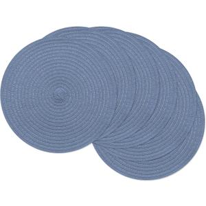 SHACOS 13 inch Round Braided Placemats Set of 6 Non Slip Washable Place Mats Fabric Polyester Table Mats for Dining Table Home Kitchen Wedding Party Decor, Dusty Blue