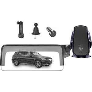 Car Phone Mount for 2023-2026 Mercedes Benz GLC / 2022-2026 C-Class, Smart Auto-Clamping on 12.3" Instrument Cluster Screen, 15W Wireless Fast Charging, 360° Adjustable, Without Blocking Airflow