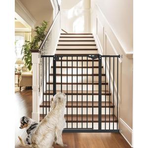 InnoTruth 36" Tall Baby Gate for Dogs, 29-39.6 Auto Close Safety Gate Crafted for Child Protection with 2.24" Slots, Dual-Lock Safety Design and Wall-Friendly, Black