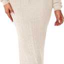 PRETTYGARDEN Turtle Neck Dresses for Women 2026 Fall Knit Outfits Slit Elastic Waist Long Sleeve Bodycon Midi Sweater Dress (Large, Apricot)