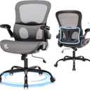 Office Chair, Ergonomic Desk Chair with Adjustable High Back 2D Lumbar Support Flip-up Armrests, Executive Breathable Mesh Comfy Swivel Rolling Computer Task Chair for Home Office Study Work Gaming (5025A, Dark Gray)