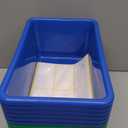 Geetery 12 Pieces Small Plastic Cubby Bins Storage Container Multi Purpose Toy Organizer Blue and Green Classroom Book Bins with 1 Pack Self Adhesive Label for School Office Home