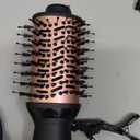 Travel Dual Voltage Hair Dryer Brush, Small Hot Air Brush for European Travel, Compact 2 Inch One Step Blowout and Volumizer Hair Blow Dryer with Oval Design, Rose Gold