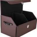 Trunk Organizer for Car, SUV Trunk Organizer Leather Storage, Cargo Box-Automotive Consoles Organizers-Multi-Compartment Adjustable Auto Grocery Home Storage Box