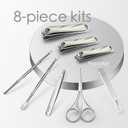 HAPPITON 8-Piece Manicure Pedicure Set-Stainless Steel Nail Clippers Toenail Fingernail Cutters with Travel Case Complete Grooming Kit (Blue)