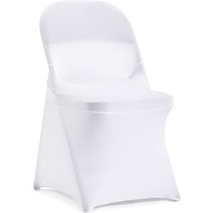 Peomeise Stretch Spandex Folding Chair Cover for Wedding Party Dining Banquet Event (White, 6pcs)