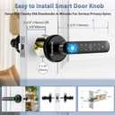 Fingerprint Door Lock Biometric Door Knob with Keypad Keyless Entry, 5-in-1 Door Locks for Bedrooms(Fingerprint/App/Code/Key/IC Card), Home Hotel Office Apartment Black