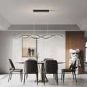 Modern LED Chandelier 31.49in Waving Linear Pendant Light Dimmable 3000K-6000K with Remote Control Hanging Island Light Fixture for Dining Room Living Room