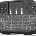 A3 Mini Keyboard, 2.4GHz Wireless Keyboard with Touchpad, Portable QWERTY Keypad with RGB Backlit, USB Dongle Rechargeable Li-ion Battery for Android TV Box/Mac/PC