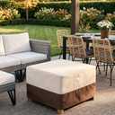 Vailge Square Patio Ottoman Cover, Waterproof Outdoor Ottoman Cover with Padded Handles, Patio Side Table Cover, Heavy Duty Outdoor Furniture Covers(Large, Beige & Brown)