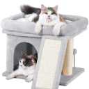 Aechonow Cat Tree Tower for Large Cat, Cat Bed House with Large Perch for Adult Cats, 20 * 16.5 Inch Big Platform for Indoor with Super Cozy Mat, Large Condo with Scratching Post, Light Gray