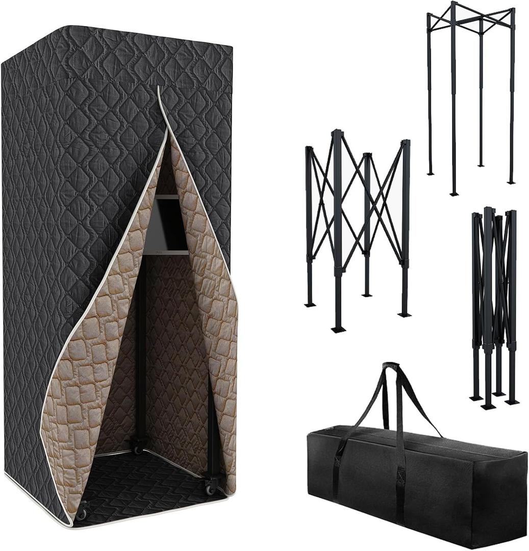 Portable Foldable Recording Vocal Booth Studio Equipment for Crisp Dry Echo Free Vocals at Home & On the Road - Easy to Assemble & Travel Bag Included (Standard, Black Pro)
