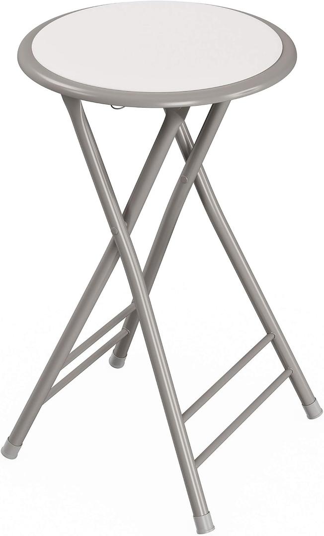 Lavish Home Folding Stool - Backless 24-Inch Stool with 225lb Capacity for Kitchen or Rec Room - Portable Indoor Counter Bar Stools (White)