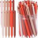 Crtiin 50 Pcs Gel Pens Bulk, 0.5mm Fine Point Black Ink Pens, Retractable Smooth Writing Quick Dry, Colored Aesthetic for School Office Journaling Supplies (Orange Series)