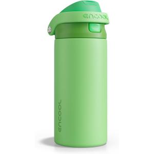 ENCOOL Leakproof Insulated Water Bottle with Straw Dual-Sip Water Bottle Bag-Safe Design for Work, Commute & Gym – Keeps Drinks Cold All Day, 18 oz, Algae Green