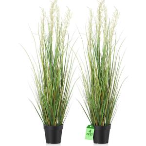 Jexine 2 Pcs 4 ft Tall Artificial Grass Plant Potted Artificial Greenery Floor Plants Faux Pampas Grass Tall in Pot for Housewarming Gift House Garden Bathroom Lobby Outdoor Decoration