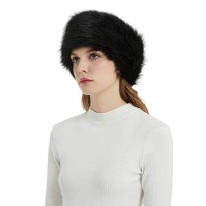 Aurya Women's Faux Fur Headband with Fleece Lining, Black, 11x4 Inch, Winter Ear Warmer for Outdoor Activities and Daily Wear(Black)