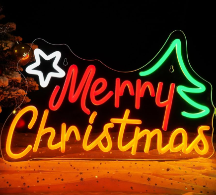 MissAudrey Merry Christmas Neon Sign,Lighted Christmas Sign for Christma Tree Wall Christma Party, USB Powered Dimmable Neon Sign Decorations for Home Bar Salon Coffee Stores Porch Front Door
