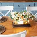 Mkono Mason Jar Lights Centerpiece Table Decor for Dining Room Farmhouse Wood Tray with 3 Jars Flowers Valentines Day Decoration for Coffee Table Kitchen Living Room Wedding
