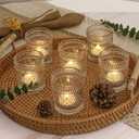 12 Pcs Clear Glass Votive Candle Holders, Tealight Candle Holders for Table Centerpieces, Vintage Candle Holder Bulk, Boho Wedding, Home, Bridal Shower, Birthday Party Table Decor (Clear)