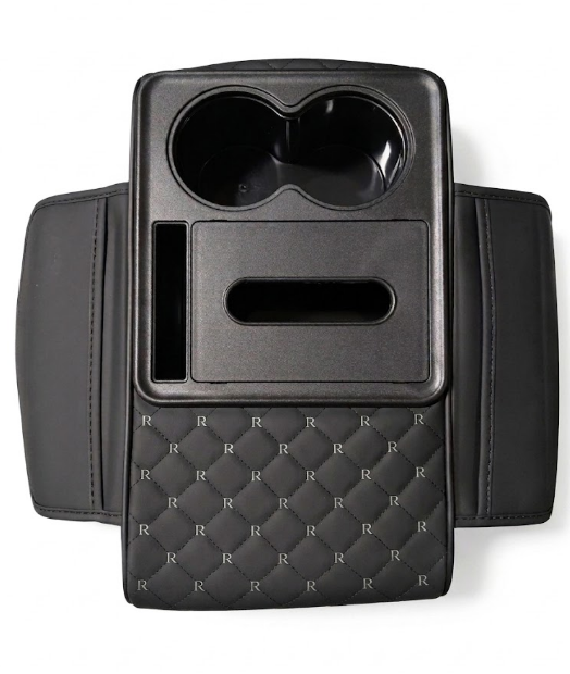 1 PC Car Center Console Cover Organizer, Car Armrest Box Height Increase Pad with 2 Cup Holders and 1 Tissue Box, Highly Elastic Sponge 3.15" H Armrest Booster Cushion for Cars (Black)