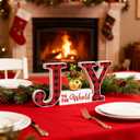 Christmas Table Decorations Indoor Xmas Wooden Joy Tabletop Merry Christmas Centerpieces for Tables Wood Sign Decor Tiered Tray Office Desk Shelf Outdoor Holiday Home Party Mantel Gift Winter Rustic