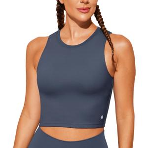 Natural Feelings Nudi Sports Bras for Women Removable Padded Yoga Tank Tops Sleeveless Fitness Workout Crop Tops (Medium, Navy)