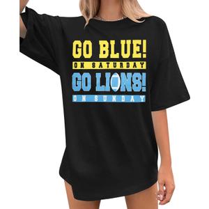 Football Shirt Women Game Day Shirts Football Season Number 87 Shirt Casual Season Short Sleeve Tops (Large, Blue)