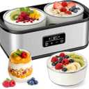 Yogurt Maker with Two Containers, Yogurt Maker Machine with Adjustable Temperature & Time Control, Automatic Shut-Off & Constant Temper for Homemade Probiotic Yogurt, Promoting Gut Health