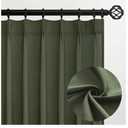 Olive Green Linen Curtains 84 Inches Long for Living Room,Pinch Pleated Drape with Hooks Back Tab Light Filtering Boho Spring Home Decor, Forest/Hunter Green Sheer Curtains 84 Inch Length for Bedroom