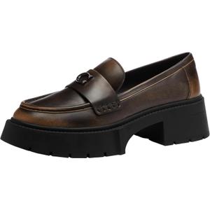 COACH Women's Leah Platform Loafers (7, Loved Leather/Black)