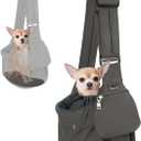 SlowTon Dog Carrier Sling - Hard Bottom Support Dog Carriers for Small Dogs with Adjustable Padded Shoudler Strap, Dog Purse for Puppy Cat Pet with Drawstring Opening Storage Zipper Pockets (Grey)