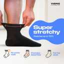 Diabetic Ankle Socks for Men 9-12 Non-Binding, Thin Cotton Wide Ankle Socks Loose Fitting Top Black 4 Pairs, Size: 10-13