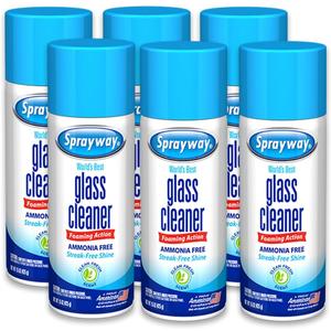 Sprayway Glass Cleaner Foaming Aerosol Spray, 15oz, Pack of 6 | Ammonia-Free, Streakless, Fast-Acting | Cleans & Polishes Glass Surfaces | Fresh Scent, Removes Fingerprints, Dust, Dirt, Smoke Film