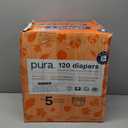 Pura Size 5 Eco-Friendly Diapers (24-35 lbs) Totally Chlorine Free (TCF), Hypoallergenic, Soft Organic Cotton, Sustainable, up to 12 Hours Leak Protection, Allergy UK, 6 Packs of 20 (120 Diapers)