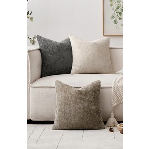 Soft Chenille Decorative Throw Pillow Covers 20x20 Inch for Living Room Decor, Neutral Brown Sofa Couch Pillow Covers for Modern Home Decor Deal, Pack of 3 WT