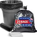 Reli. 45 Gallon Trash Bags Heavy Duty (25 Count) | Black | Twist Ties Included | Extra Tough, Leak-Proof Garbage Bags | Ideal for Large Clean Ups