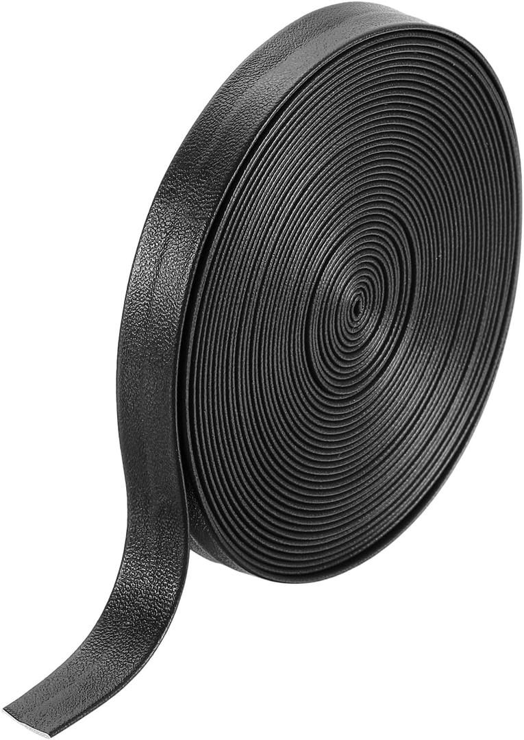 uxcell 5 Yard 10mm PU Faux Leather Strips, Fold Over Leather Strap Roll Double Sided Faux Supplies for DIY Craft Projects, Black