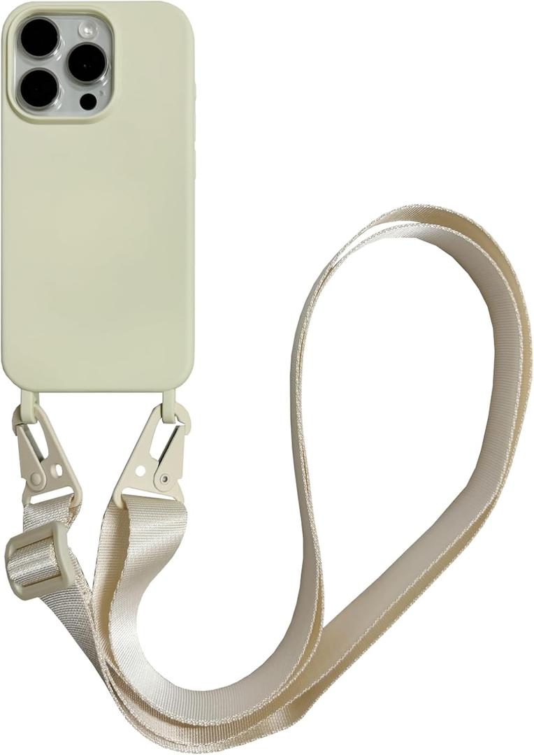 Crossbody Phone Case Compatible with iPhone 11 Pro Max, Cute Soft Silicone Cover with Lanyard Adjustable Shoulder Strap Shockproof Protector Women Girls White