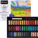 Artecho 50pcs Soft Pastels, 48 Colors Including 4 Fluorescent Colors, Extra Free Black & White, Square Chalk for Drawing, Blending, Layering, Shading, Pastels Art Supplies